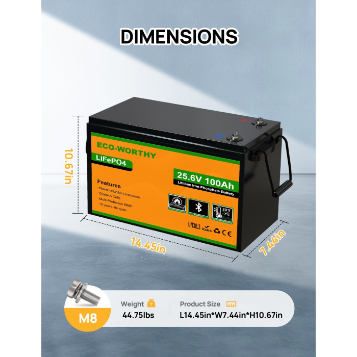 Акумуляторна батарея Eco-Worthy LiFePO4 24v 100Ah