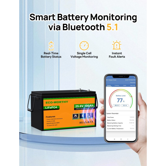 Акумуляторна батарея Eco-Worthy LiFePO4 24v 100Ah