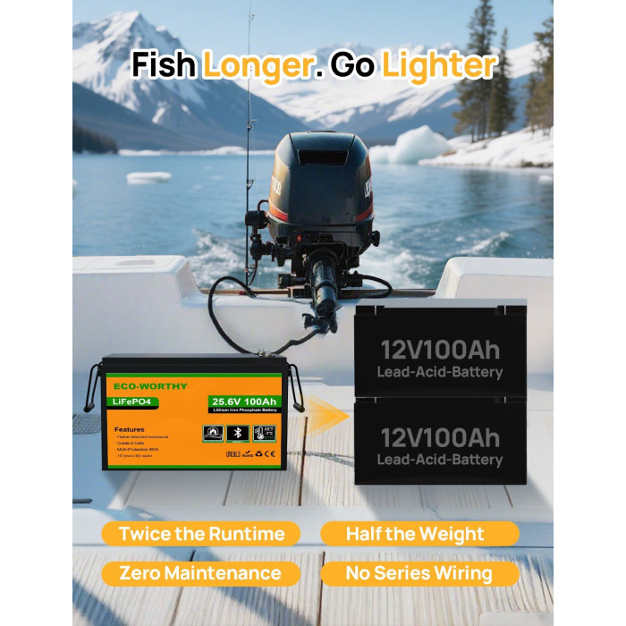 Акумуляторна батарея Eco-Worthy LiFePO4 24v 100Ah