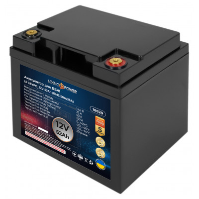Аккумуляторная батарея LogicPower LP LiFePO4 12V 52Ah (BMS 50A/25А)