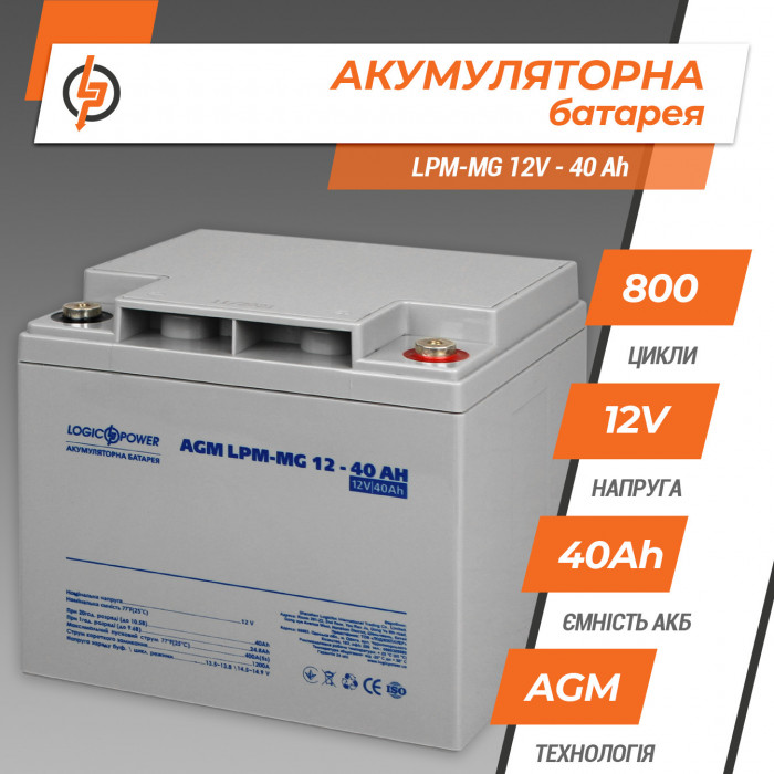 Аккумуляторная батарея LogicPower LPM-MG 12V 40Ah