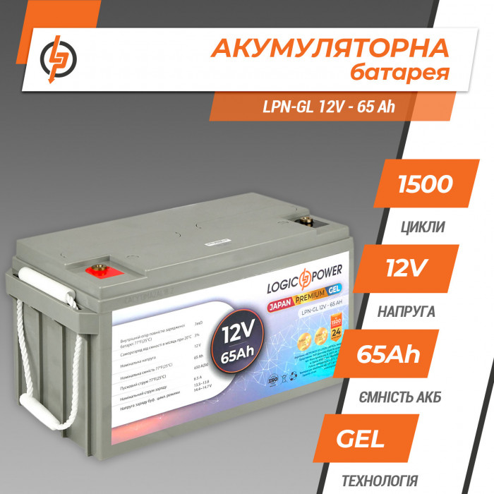 Акумуляторна батарея LogicPower LPN-GL 12V 65Ah